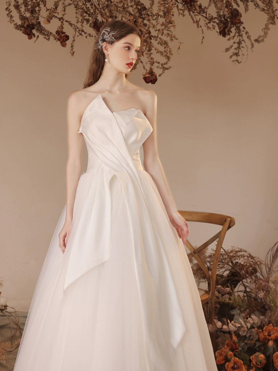 off-shoulder satin pleated maxi dress in beige