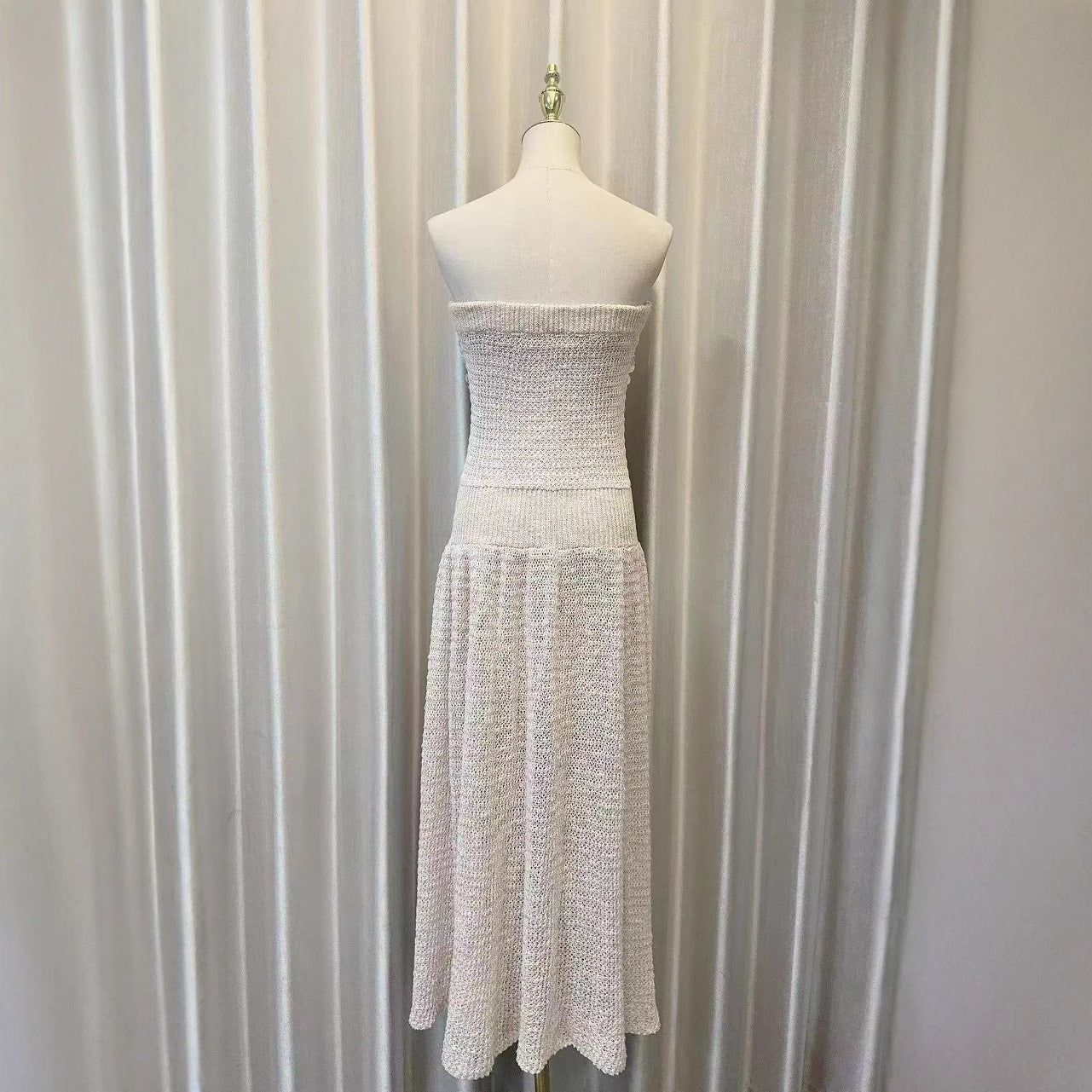 kimberley beige off-shoulder Sleeveless sequin jersey Maxi Dress