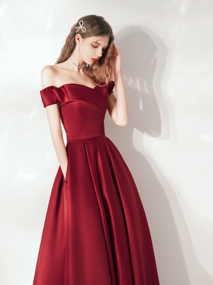 victoria strapless satin maxi dress in claret