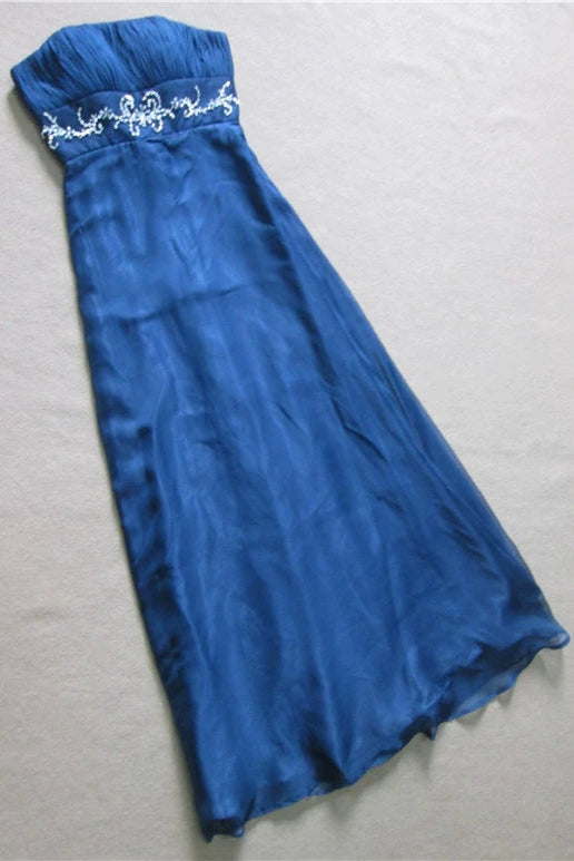 Navy blue chiffon tube top A-line maxi skirt