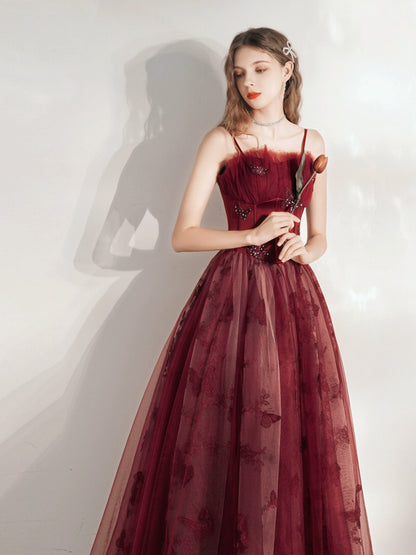 sequin bow applique maxi dress in burgundy