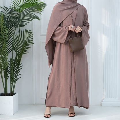 3pcs Set Cardigan+without Sleeves Inner Dress+Hijab