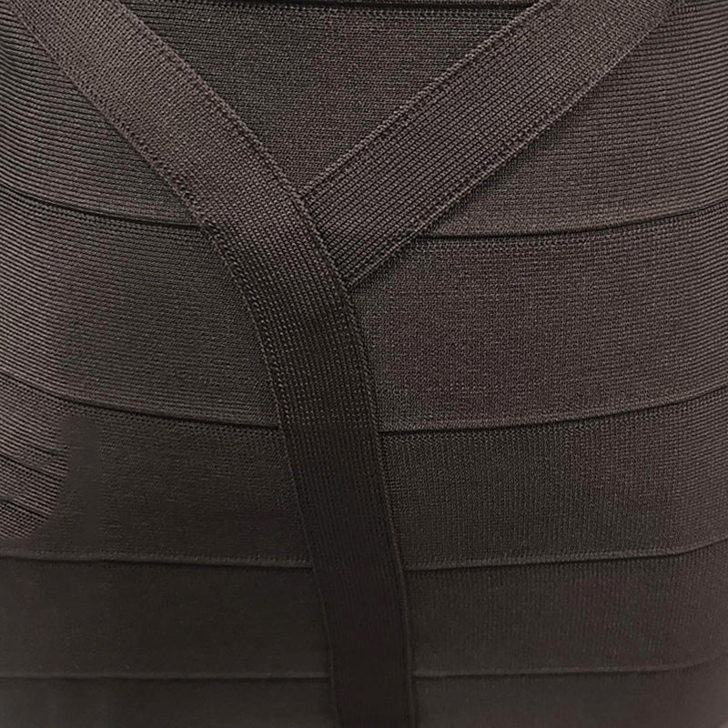 chocolate halter bodycon midi bandage dress