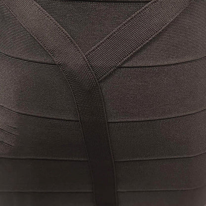 chocolate halter bodycon midi bandage dress