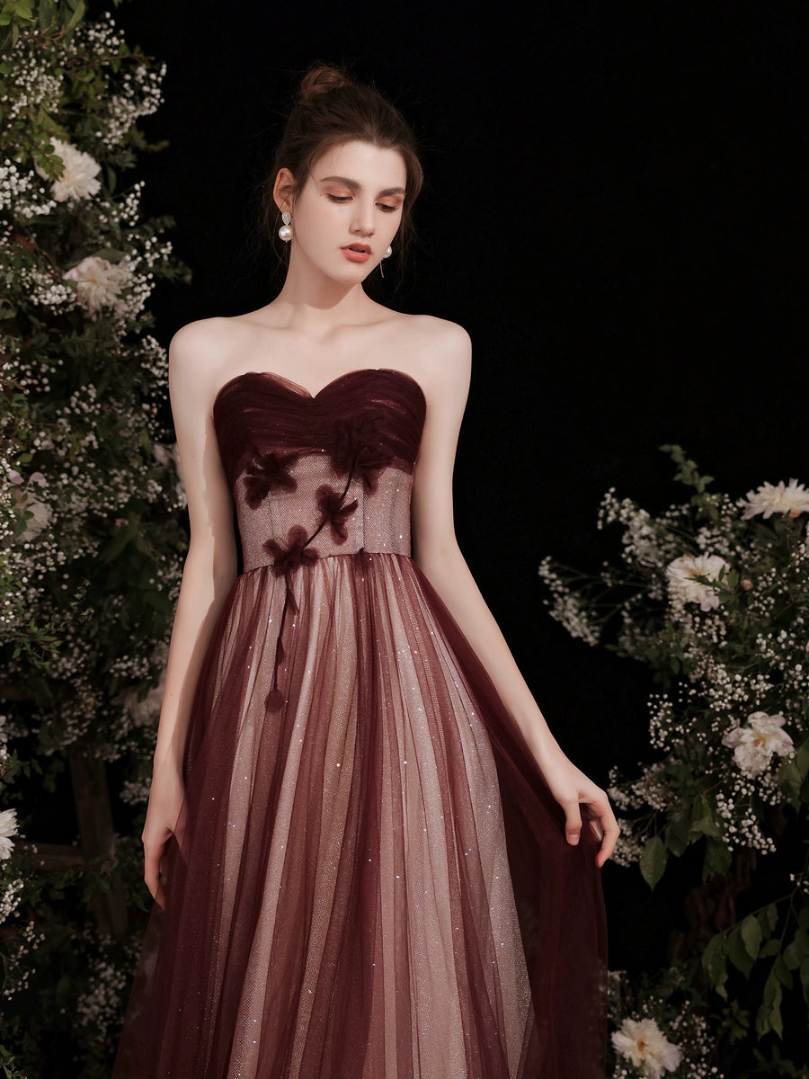 floral applique sequin detail tulle maxi dress in red