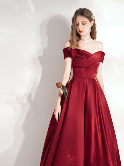 victoria strapless satin maxi dress in claret