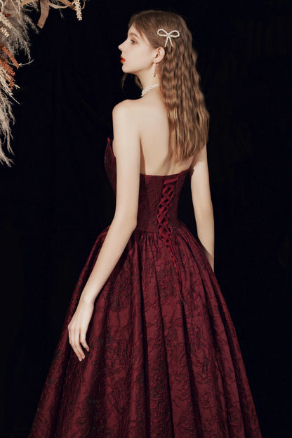 kate Red satin strapless maxi dress