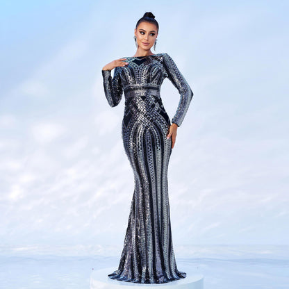 Sequin patern bodycon maxi dress in rose gold