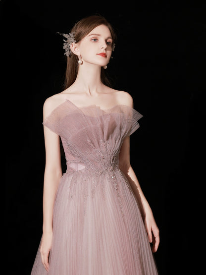 applique strapless maxi dress in pink