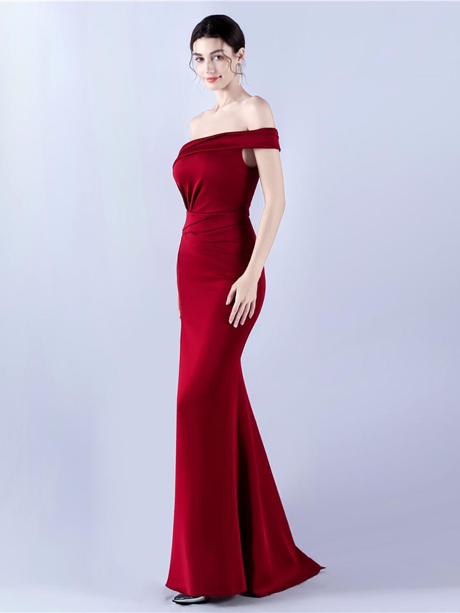 Off Shoulder Split Thigh Prom Dress