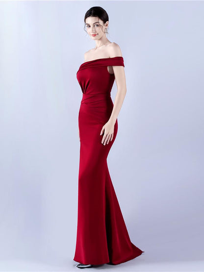 Off Shoulder Split Thigh Prom Dress
