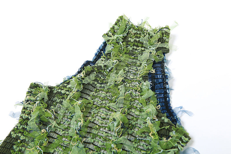 ABITO MIDI VERDE CON SCOLLO ALTO E SCHIENA SENZA CUCITURE