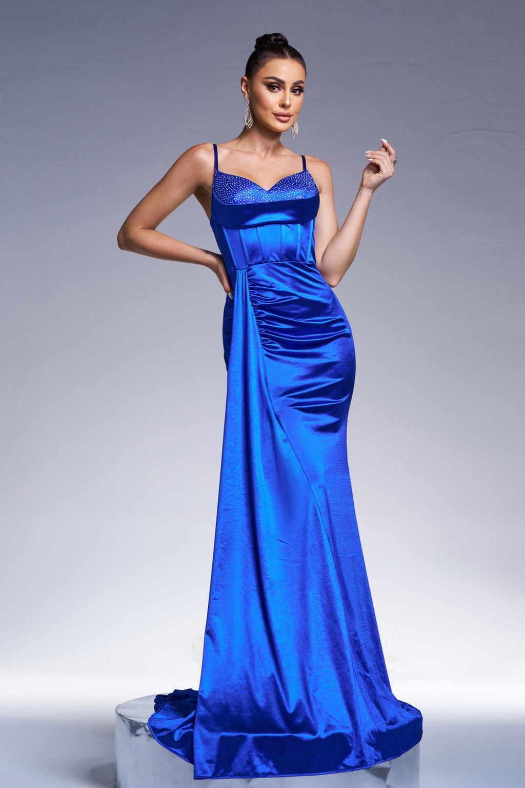 Strapless Fishtail maxi Dress - blue
