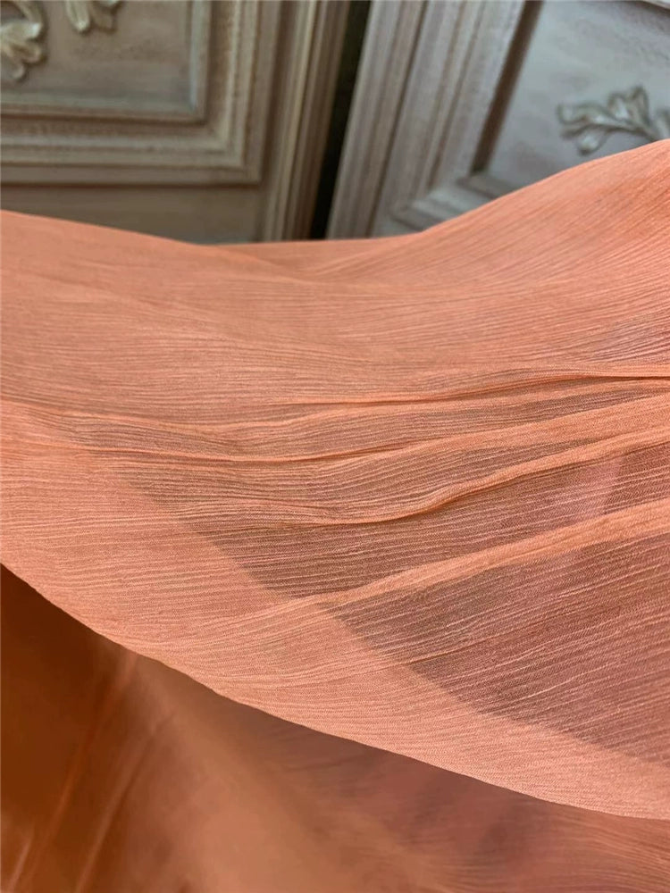 Silk beaded long A-line skirt