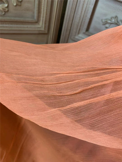 Silk beaded long A-line skirt