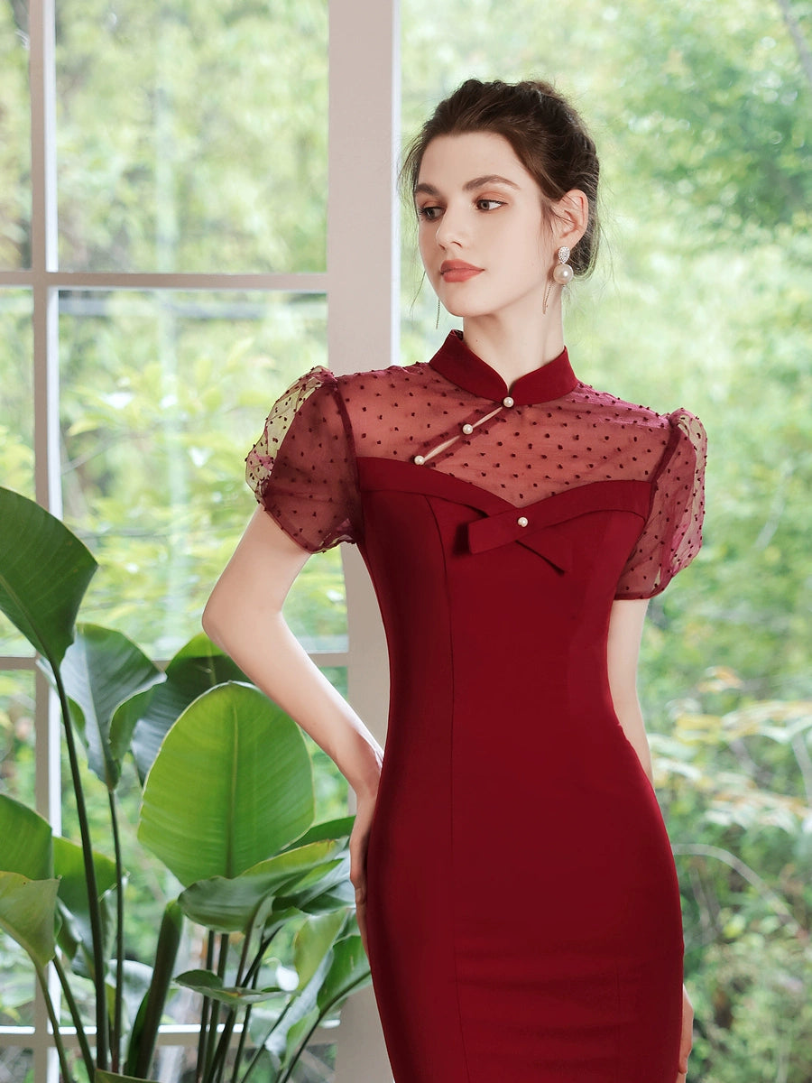 Wendy Satin bodycon Cheongsam
