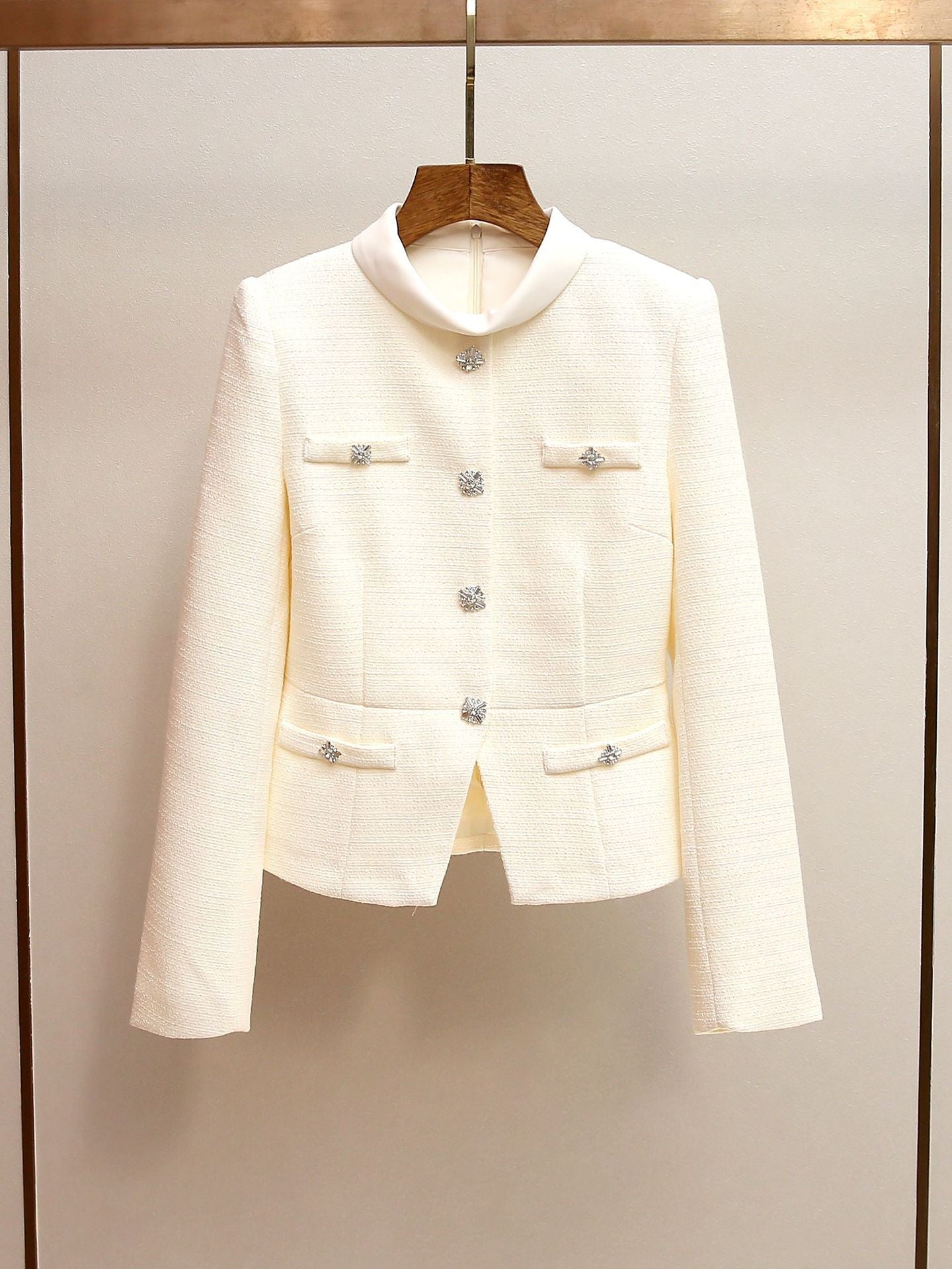 ミカエリア クリームブークレ テーラードミディドレスセット