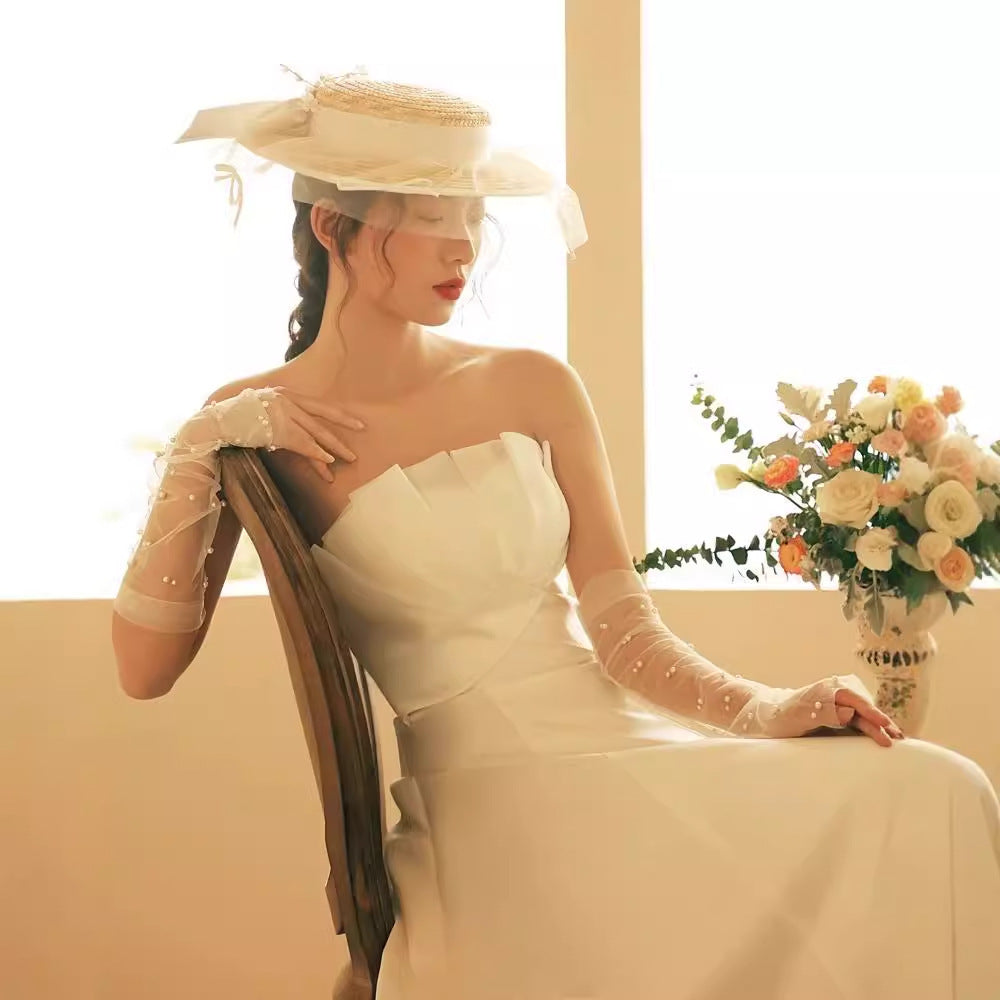 Louise French satin minimalist slimming princess-style lightweight wedding Maxi Dress