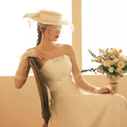 Louise French satin minimalist slimming princess-style lightweight wedding Maxi Dress