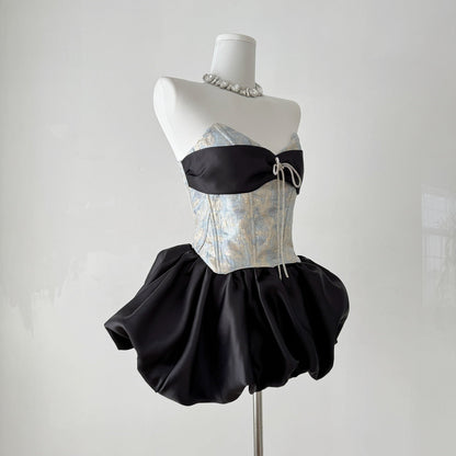 Bethari Strapless Corset Puffy Mini Dress