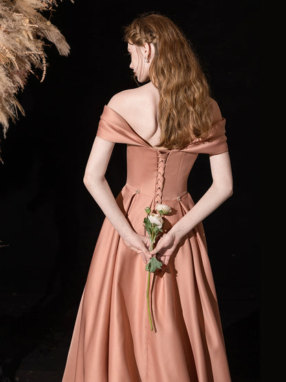pearl detail satin maxi dress in orange