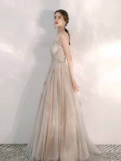 champagne sequin strapless maxi dress