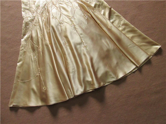 Gold brocade beaded suspender fishtail maxi skirt