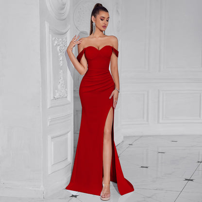 claire high slit backless bodycon maxi dress in white