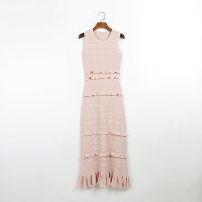 mildred Pink Textured Knit Maxi Dress & Cardigan Set
