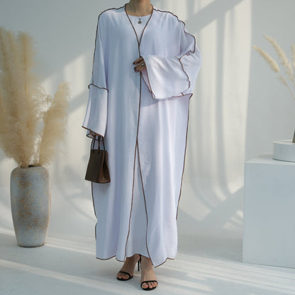 3pcs Set Cardigan+without Sleeves Inner Dress+Hijab