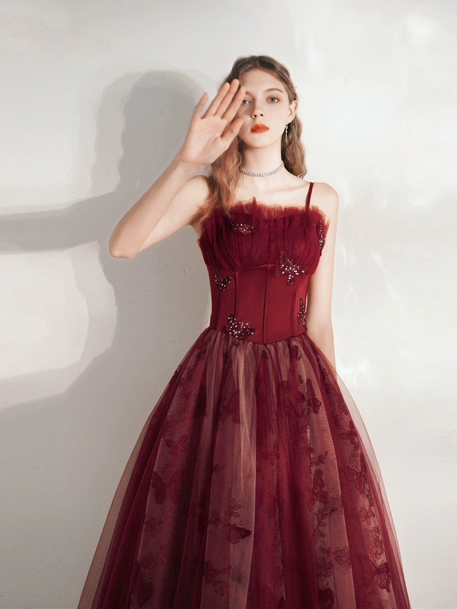 sequin bow applique maxi dress in burgundy