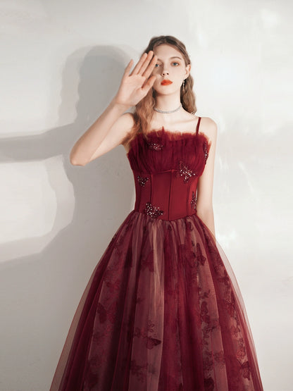 sequin bow applique maxi dress in burgundy
