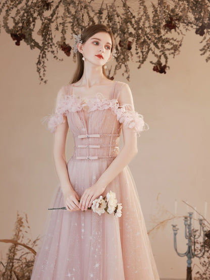 jenney flower embellished sequin maxi dress in pink