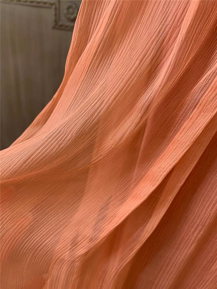 Silk beaded long A-line skirt