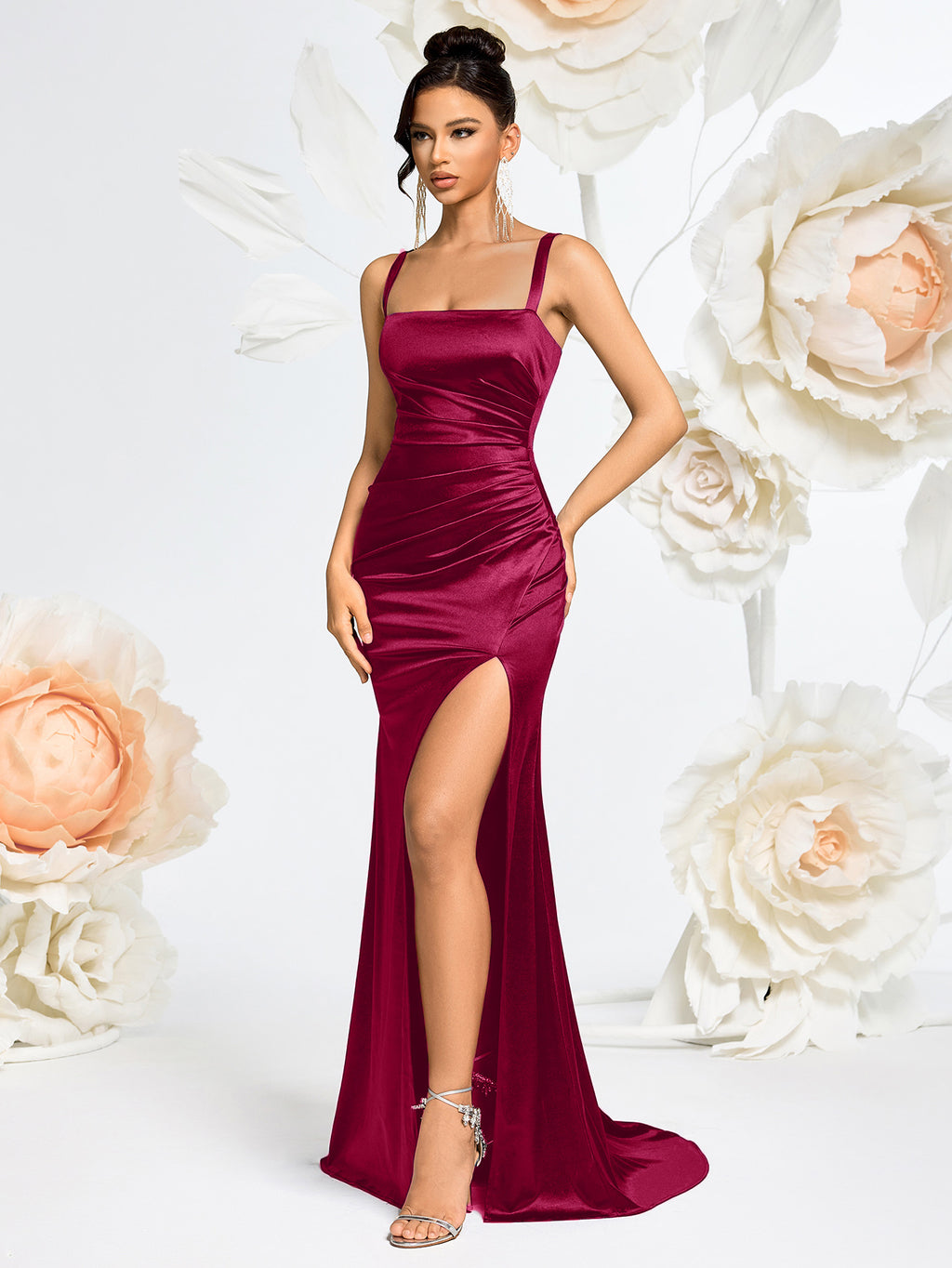 isabel one shoulder high slit maxi dress