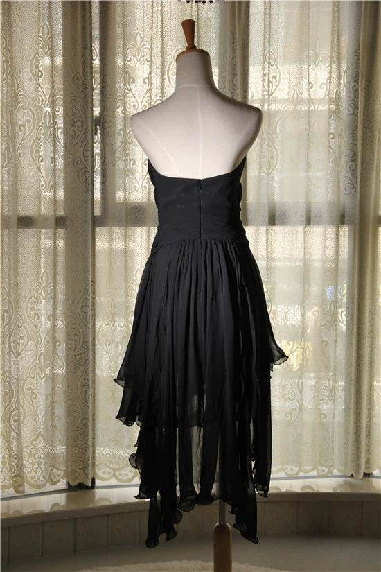 Chiffon Strapless Beaded Irregular Evening maxi Dress