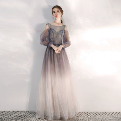 gradient purple sequin detail tulle maxi dress