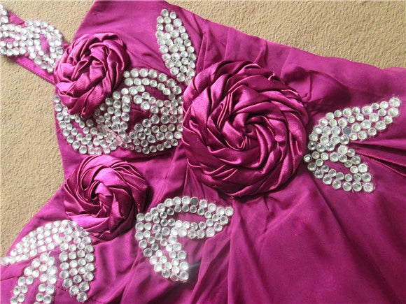 Purple one-shoulder chiffon flower maxi dress