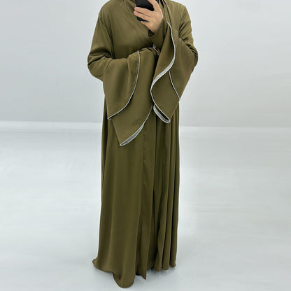 3pcs Set Satin Cardigan+Inner Dress+Special Belt
