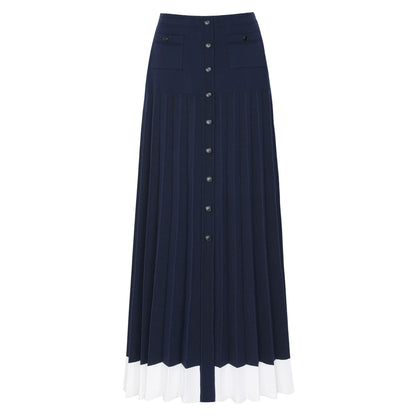 lyuba Two Tone Cropped Sleeveless Cardigan & Knit Skirt