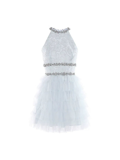 Sleeveless halter layered party Dress