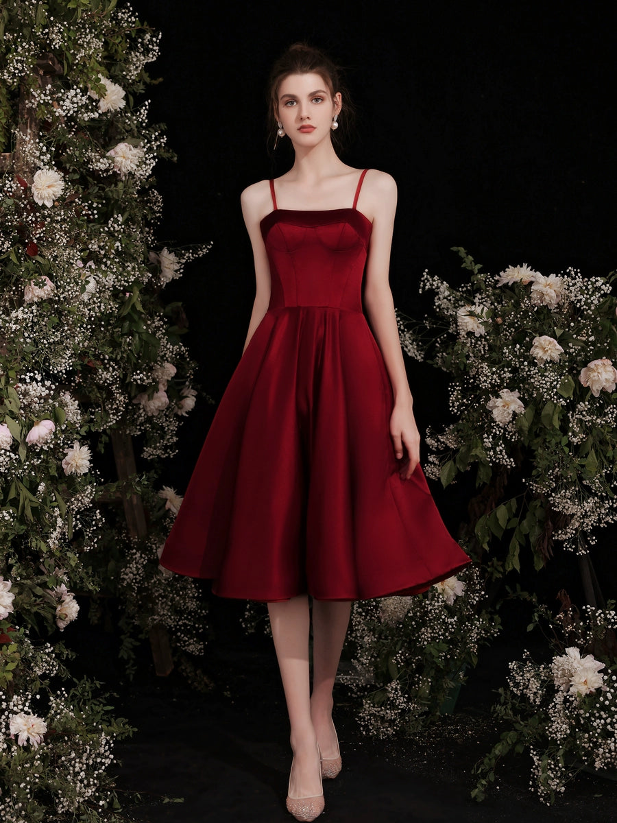 wendy Claret satin strap midi dress