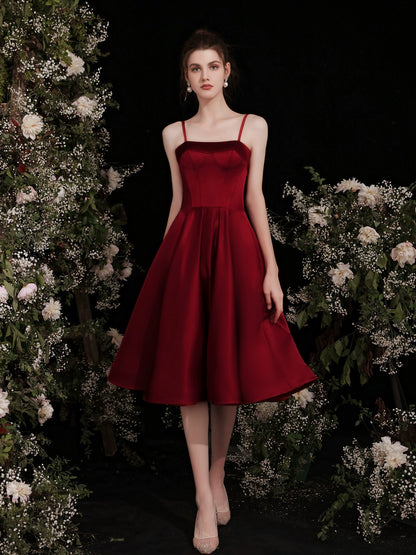 wendy Claret satin strap midi dress