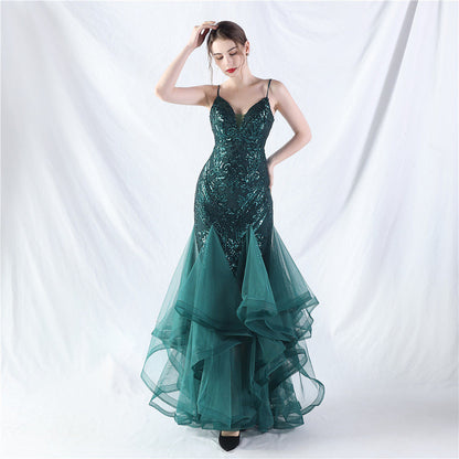 sequin slip tulle maxi dress