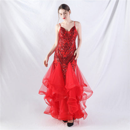 sequin slip tulle maxi dress