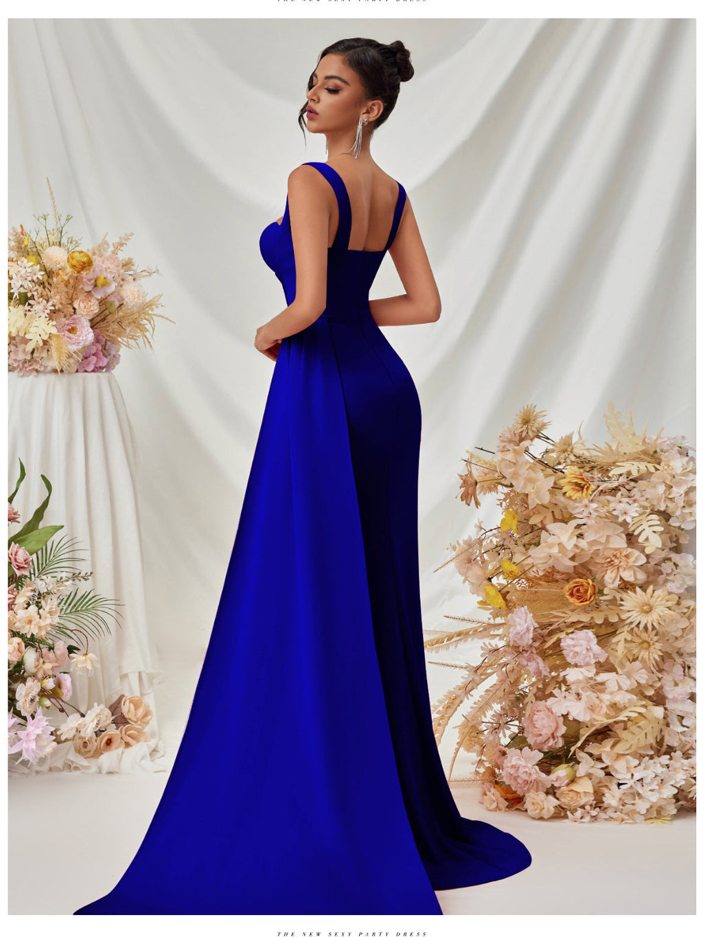 Hip-hugging high-slit suspender long dress