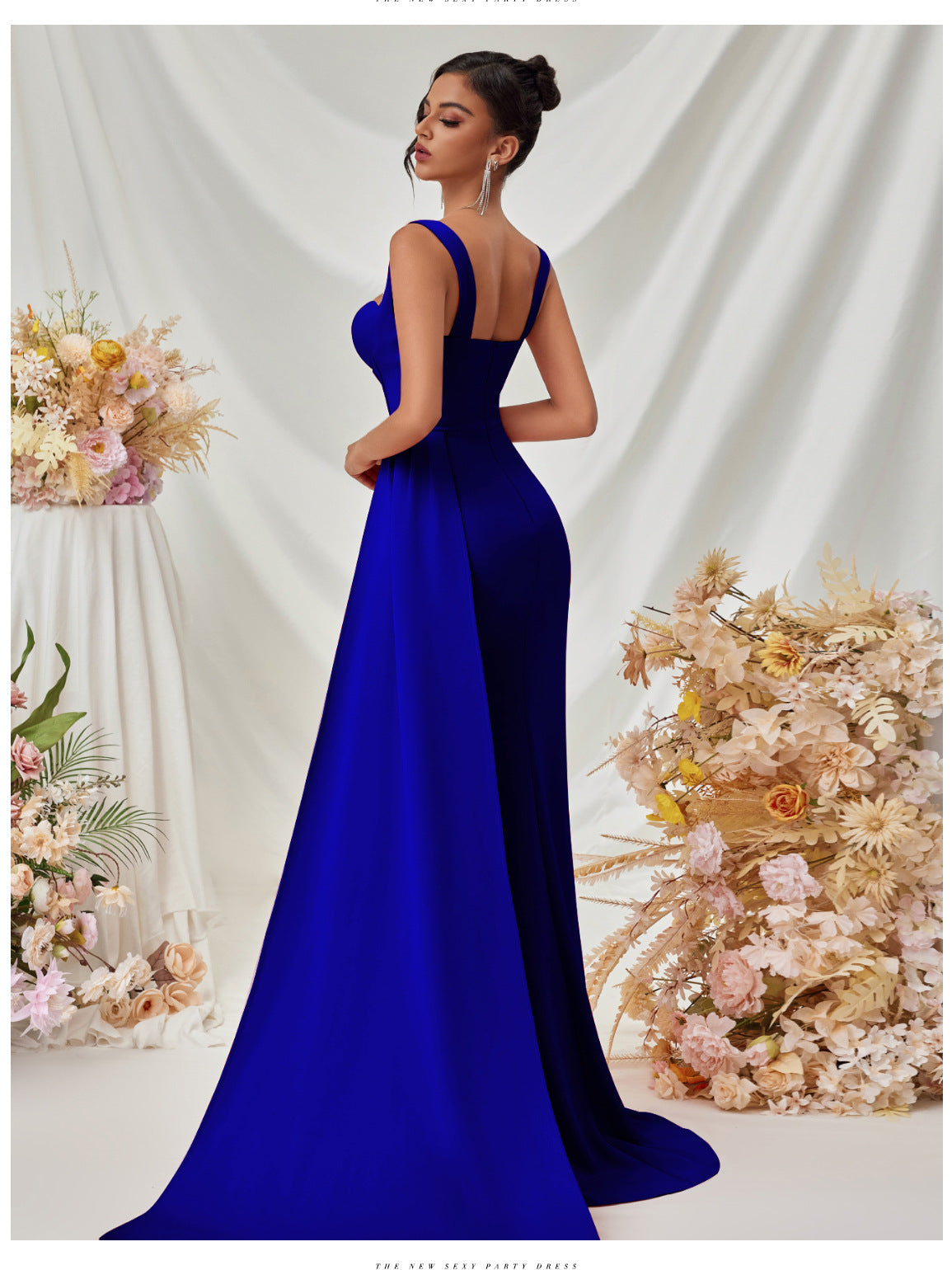 Hip-hugging high-slit suspender long dress