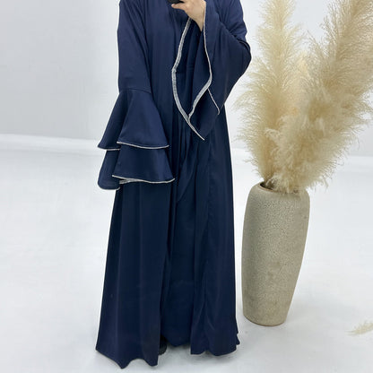3pcs Set Satin Cardigan+Inner Dress+Special Belt