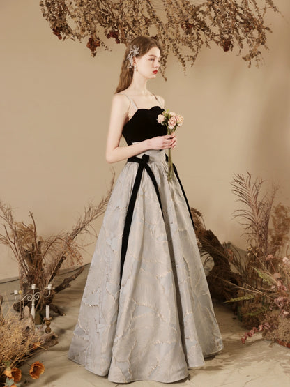 velvet satin patchwork maxi dress
