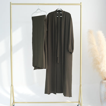 3pcs Cardigan+without  Sleeves Inner Dress+Hijab